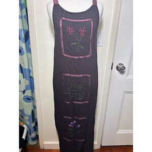 LA Blend Dress Set Women's Size Small Black Beaded Floral Dress/Blouse lagenlook